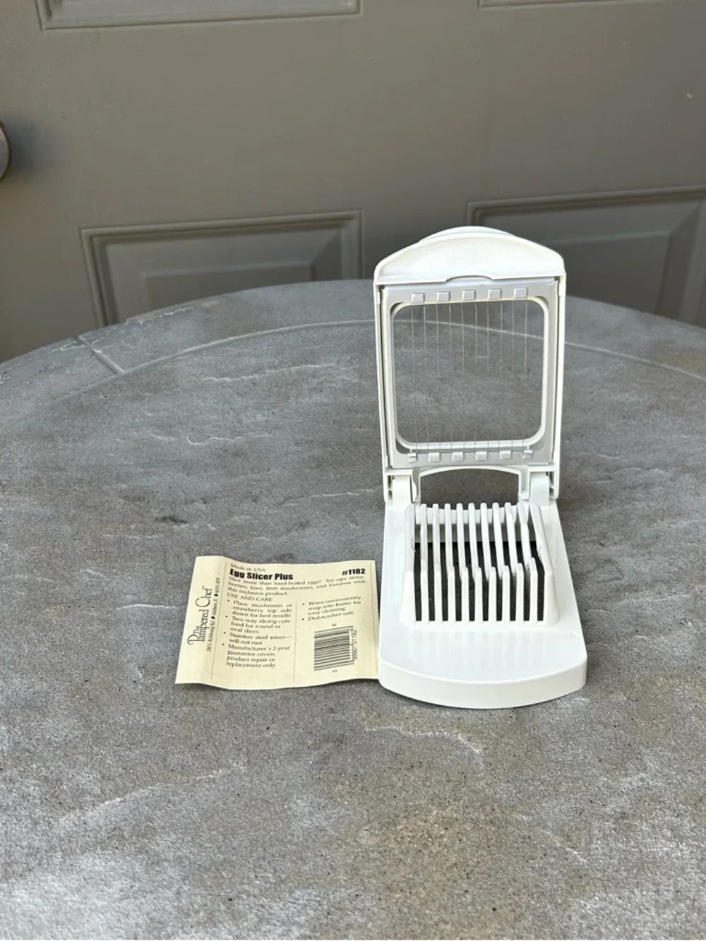 The Pampered Chef Egg Slicer Plus with Recipe White Plastic